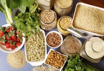 Still life of variety of Healthy Foods