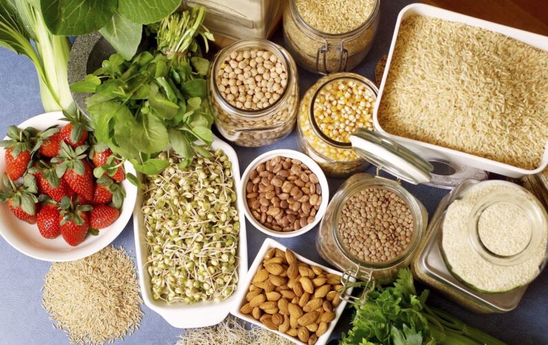 Still life of variety of Healthy Foods